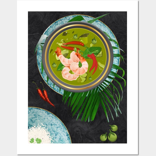 Prawn Green Curry and Rice Wall Art by MitGlück